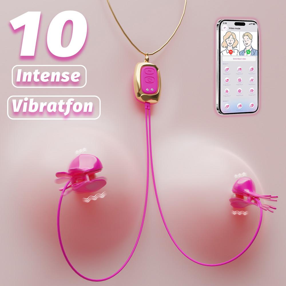 APP Remote Controll Nipple Clamp Vibrator Features 10 Vibration Modes Breast & Nipple Stimulation Female Sex Toy Nipple Clamp Vibrator Adult Toy
