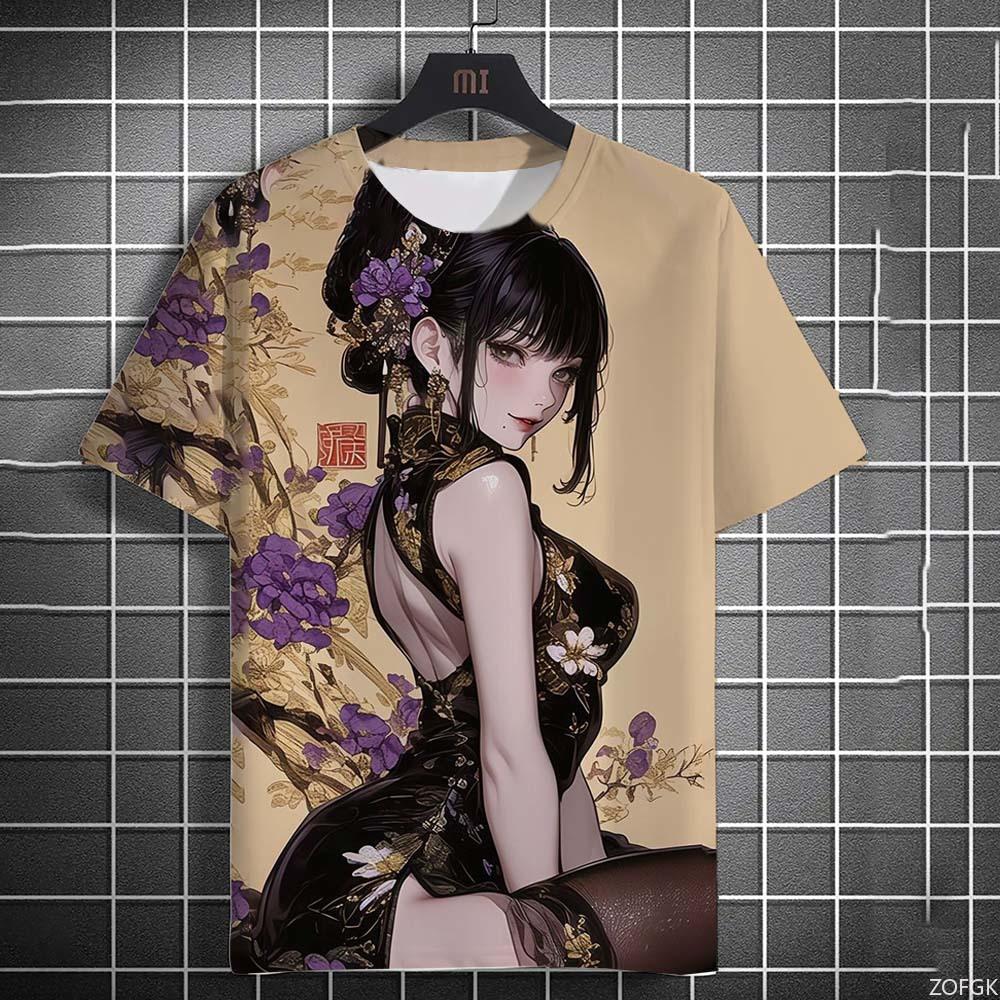 Tattoo Girl Pattern Men's T-Shirt Cartoon 3d Printed Oversized Sweatshirt For Men Bad Girl Harajuku Top Short Sleeve T Shirts