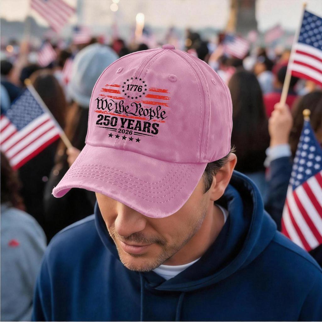 Vintage Adjustable Baseball Cap We The People 250 Years 1776 2026 Anniversary Embroidered Dad Hat for Men Women Unisex Classic Style