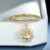 Luxury Female Crystal Crown Pendant Ring Trendy Gold Silver Color Engagement Jewelry Zircon Stone Wedding Rings For Women