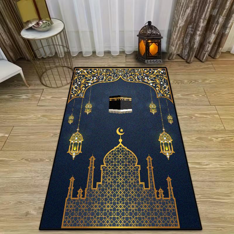 Islamic Ramadan Luxury Prayer Mat for Prayer Room Muslim Festival Soft Indoor Mats Children's Easy Clean Non-slip Rug gift