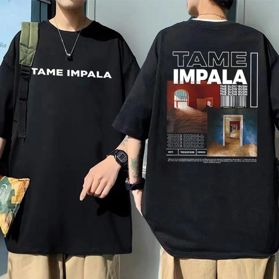 2025 Crew Neck T - Shirt with Tame Impala The Slow Rush Creative - Inspired Graphic Featuring Music Art for Fans Tame Impala