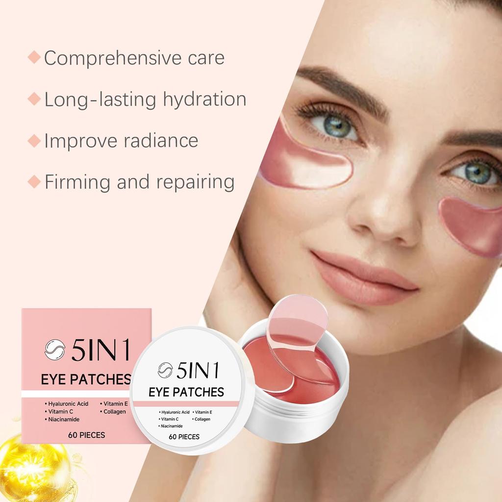 Eye Patches - 5 In 1 Under Eye Mask Hyaluronic & Collagen,Under Eye Face Mask,Dark Circles And Puffy Eyes, Undereye Bags,Beauty & Personal (1ml)