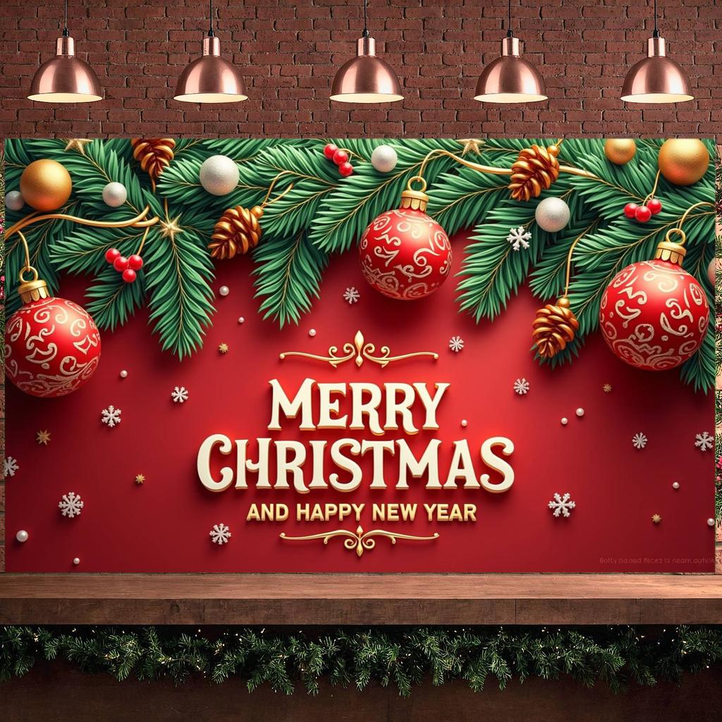Holiday Banner Snowflakes Merry Christmas Banner Happy New Year Banner Festive For Holiday Celebration Festive Event Xmas Event