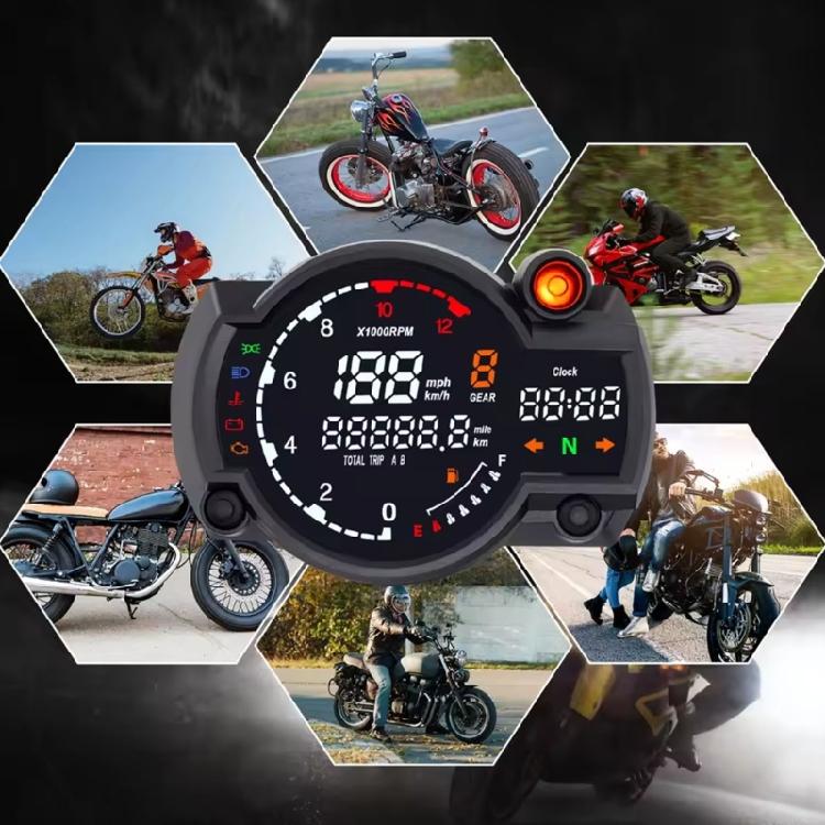 Weatherproof 12V Motorcycle Dashboard Speedometer Digital Odometer Fuel Gauge Monitoring System Weatherproof ABS Design
