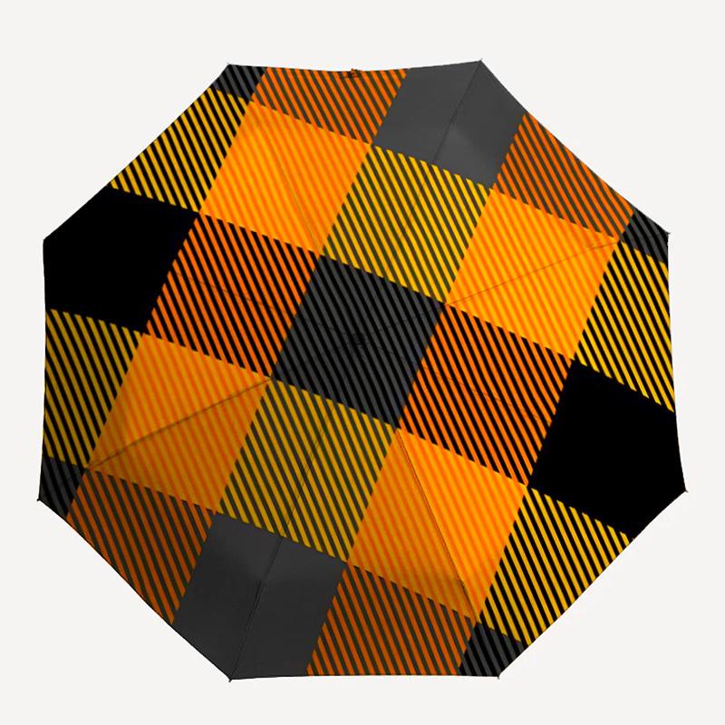 

1pc Orange Black Checkered Folding Umbrella | Elegant Design, Fashionable Accessory, Durable Construction, Sturdy Ribs yy251107109
