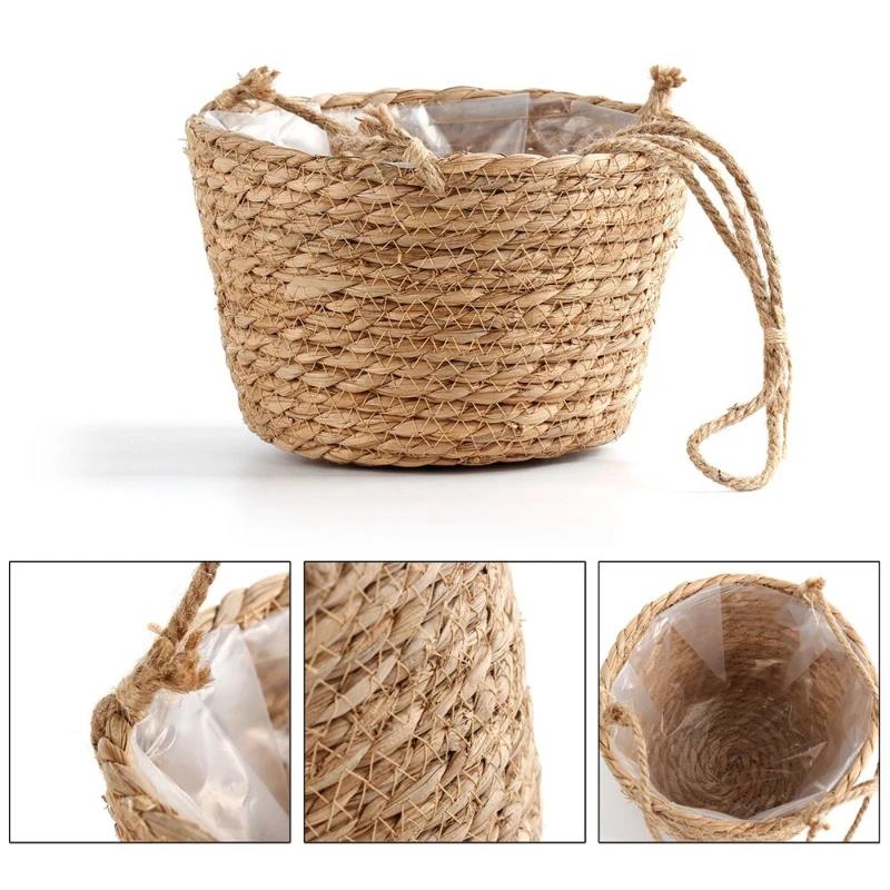 Macrame Hanging Planter Basket - Jute Rope Woven Flower Pot Holder For Indoor/Outdoor Home Decor 