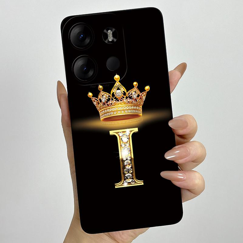 For Tecno Pop 7 Pro Pop7 BF6 BF7 Phone Case Crown Letter Back Cover Soft Liquid Silicone Fundas For Tecno Spark GO 2023 Bumper