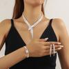 Elegant Necklace Earrings Bracelet Set Sparkling Crystal Wedding Ornaments  Festival