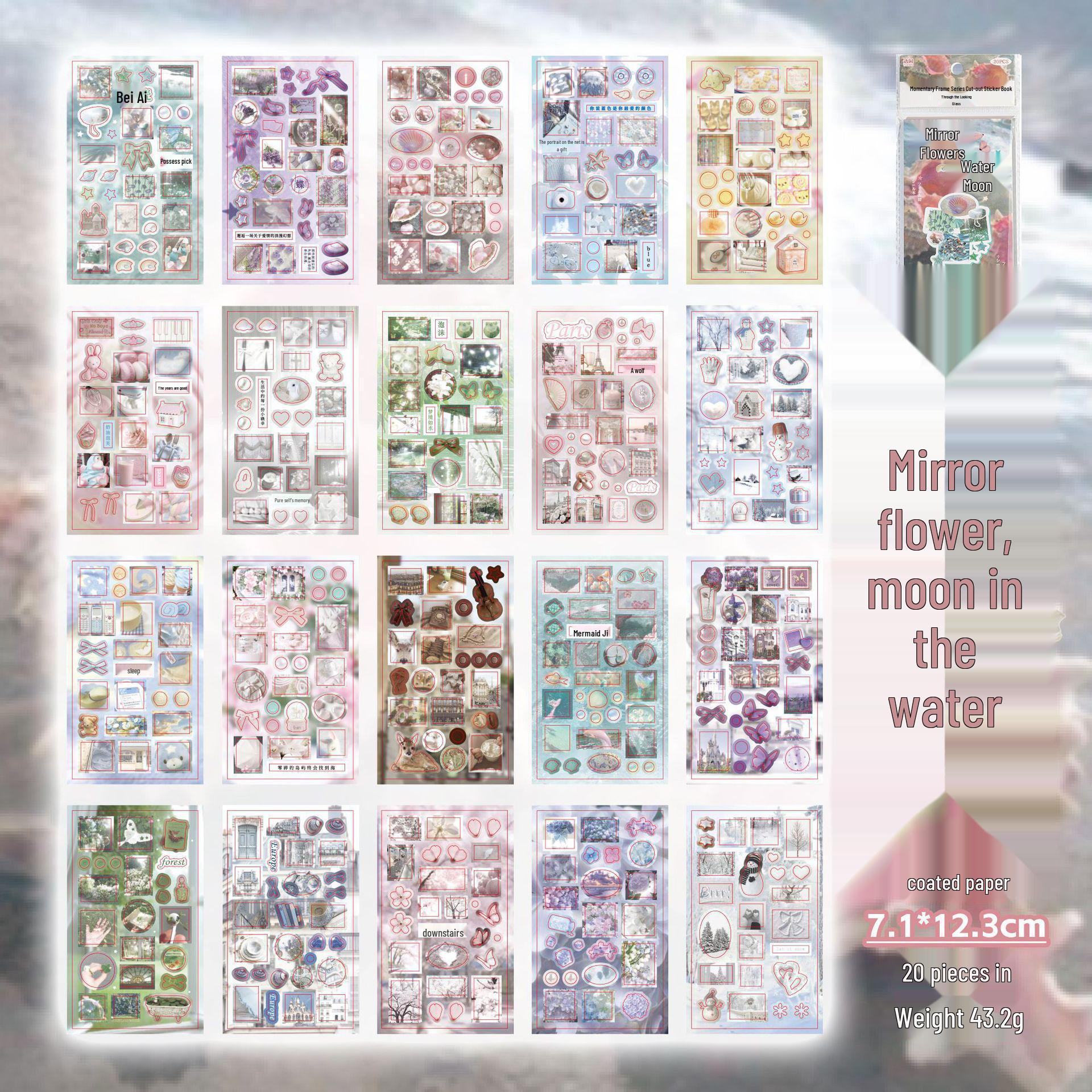 Yuxian Retro Die-cut Sticker Book: Flash Frame Journal Card Decoration Stickers