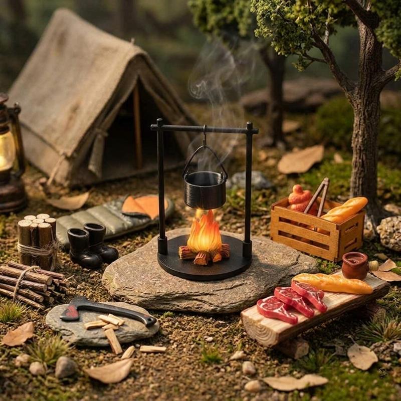 Realistic Miniature Firewood Steak For 1/12 Scale Dollhouses Camping Scenes Camping DIY Landscape Decors Accessory