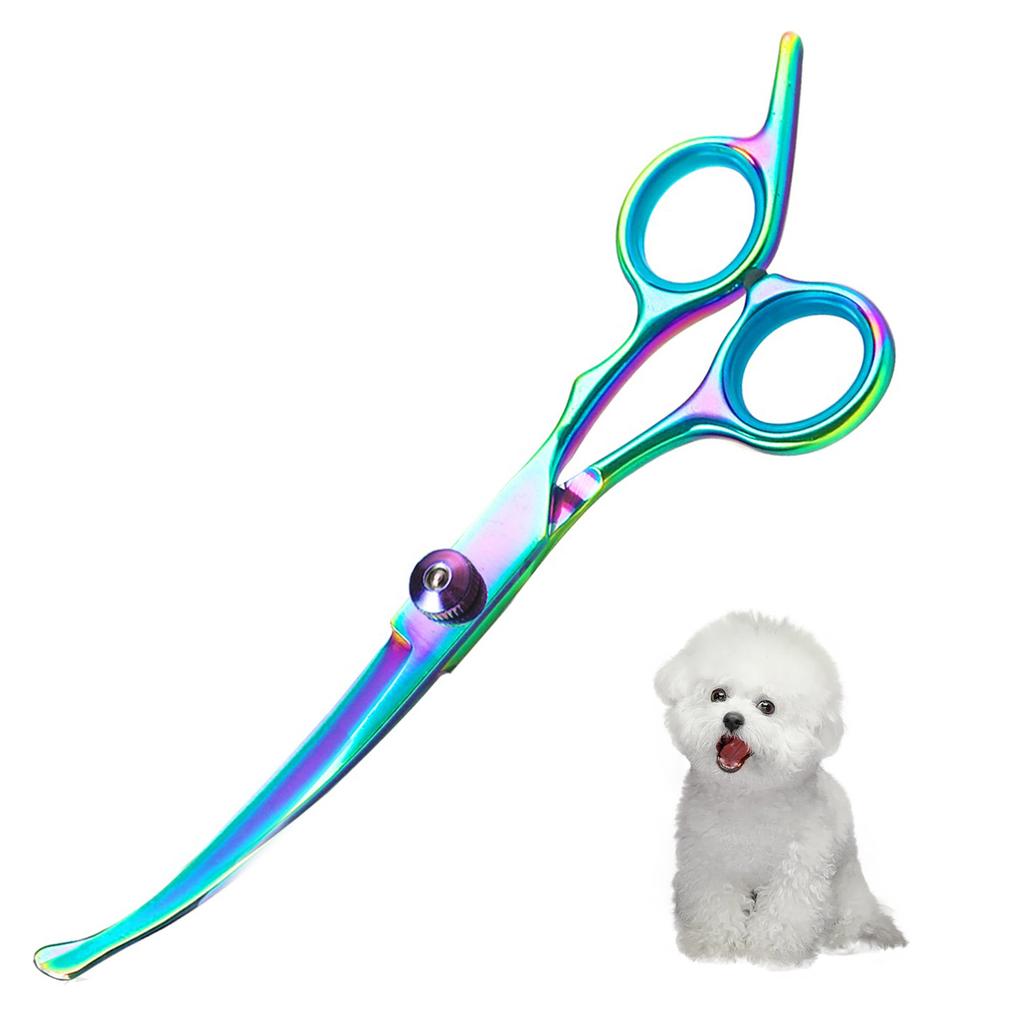 Professional Stainless Steel Pet Grooming Scissors - Right Hand Orientation, Multi-Purpose Hair Trimming Shears with Round Head,