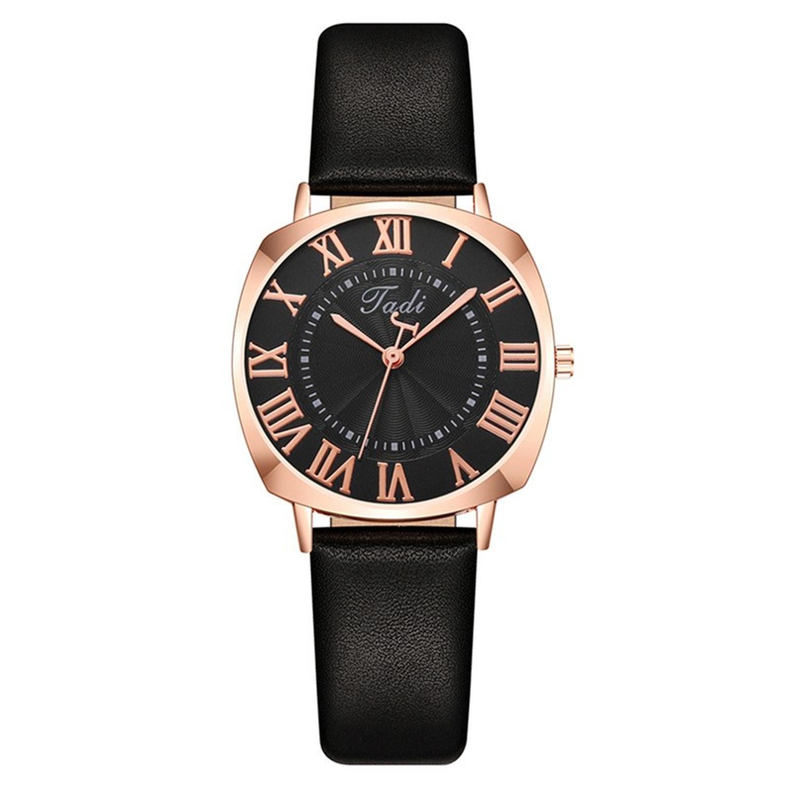 

Женские модные кожаные часы One Size чёрный