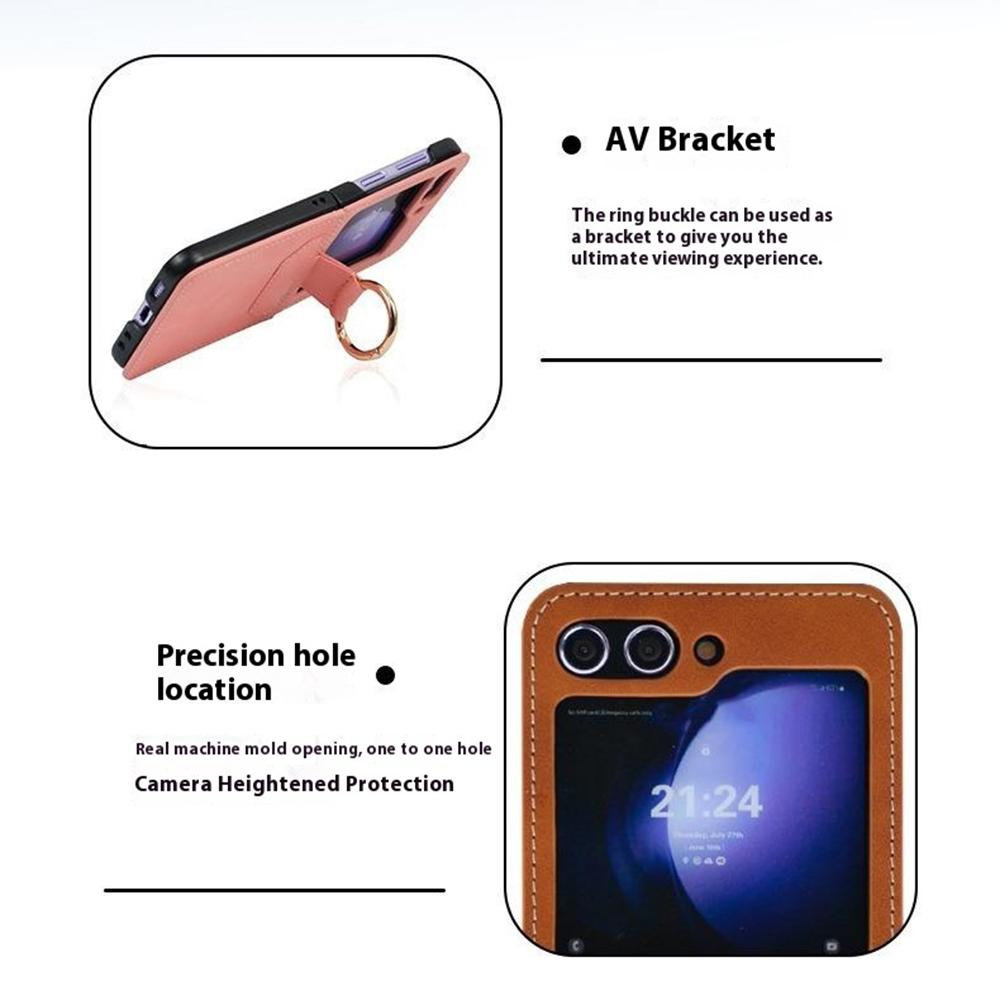 Pro Samsung Galaxy Z Flip7 FE 5G/Z Flip6 5G Pouzdro Držák prstenu Stojánek Kůže+PC Kryt telefonu