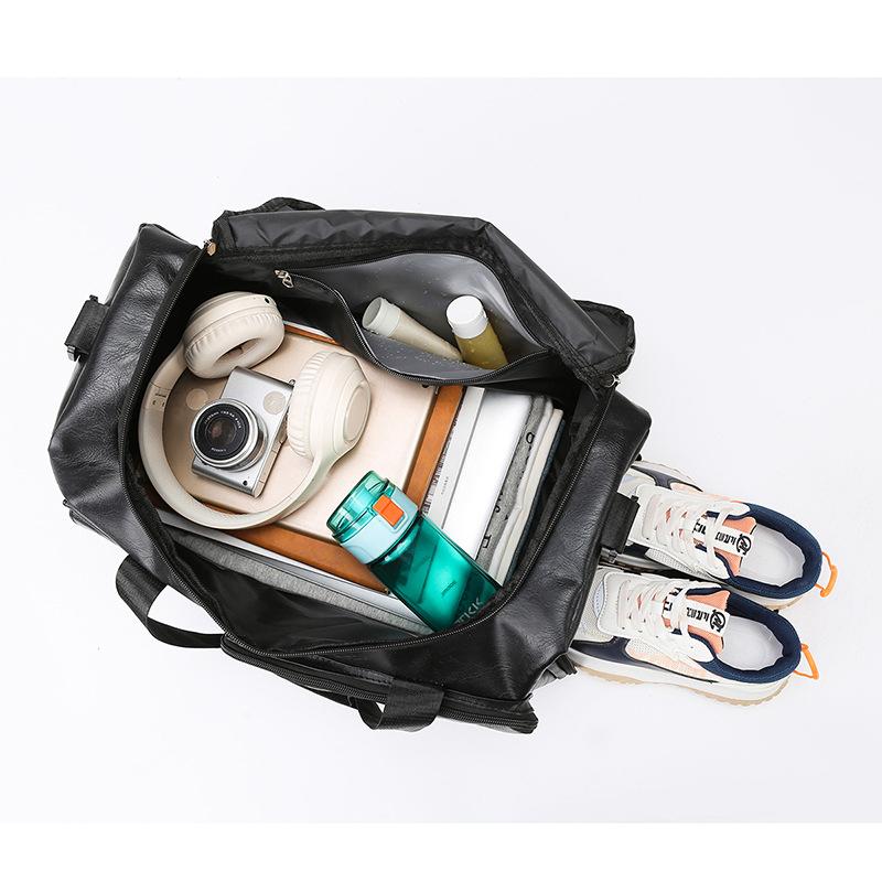 Pu material portable travel bag large capacity business trip portable storage bag independent shoe compartment sports fitness bag