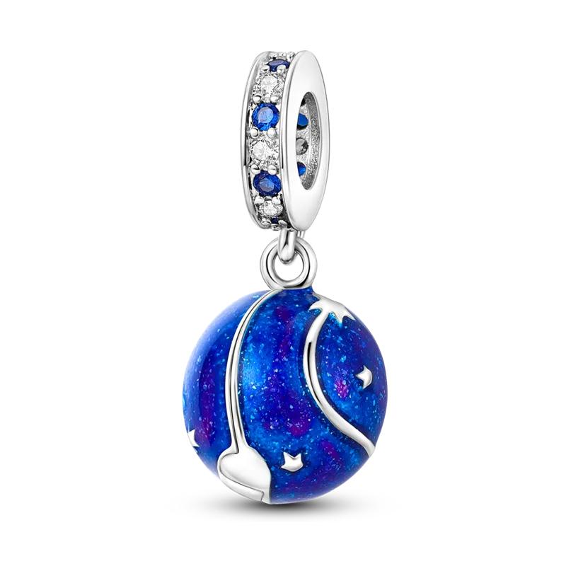 New Copper Blue Astronaut Planet Ocean Dolphin Charm Bead Fit Bracelet Women Jewelry Diy Gift