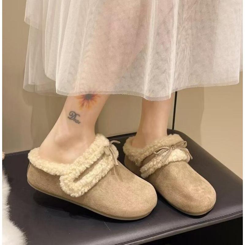 2025 Winter New Women's Half A Pack Cotton Slippers Indoor Home Plu Bread Retro Warmth Slip-On Slippers Pantuflas Divertidas