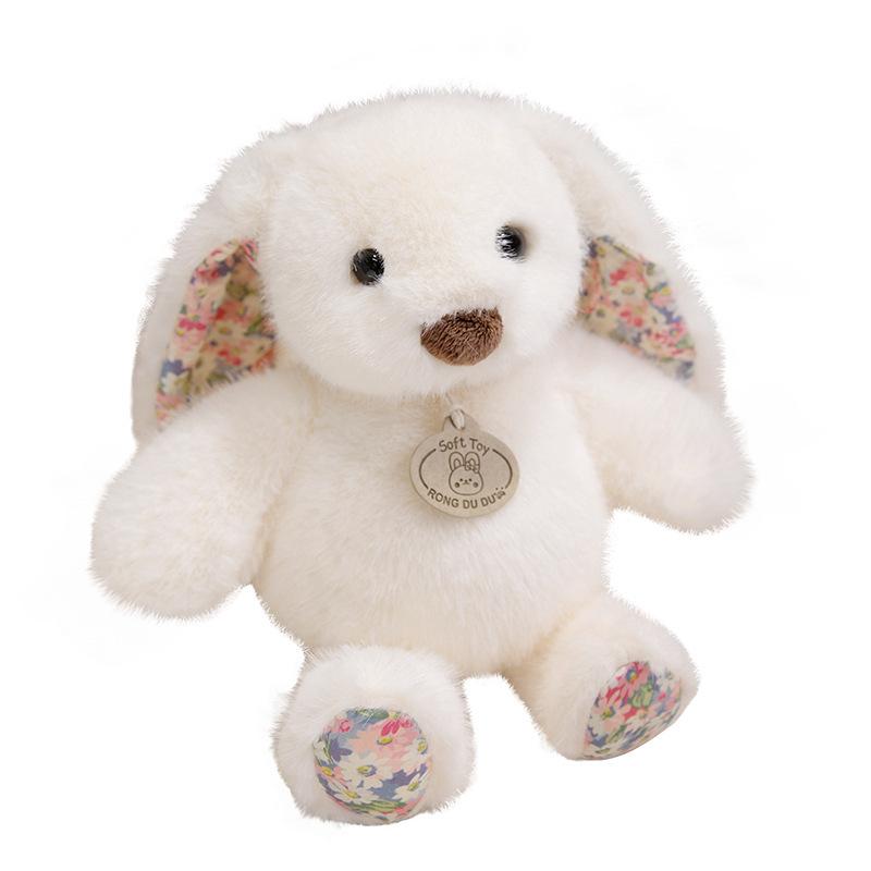 Floral Sagging Rabbit Plush Toy Long Ears Little White Rabbit Doll Floral Rabbit Rabbit Doll Children Comfort Doll Gift