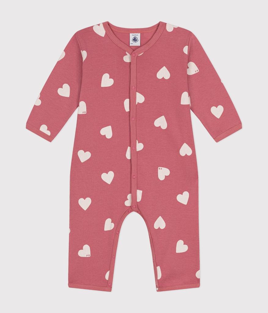 Footless Romper A0B9S 6 months 67cm [Petit Bateau] Pink/Off-White