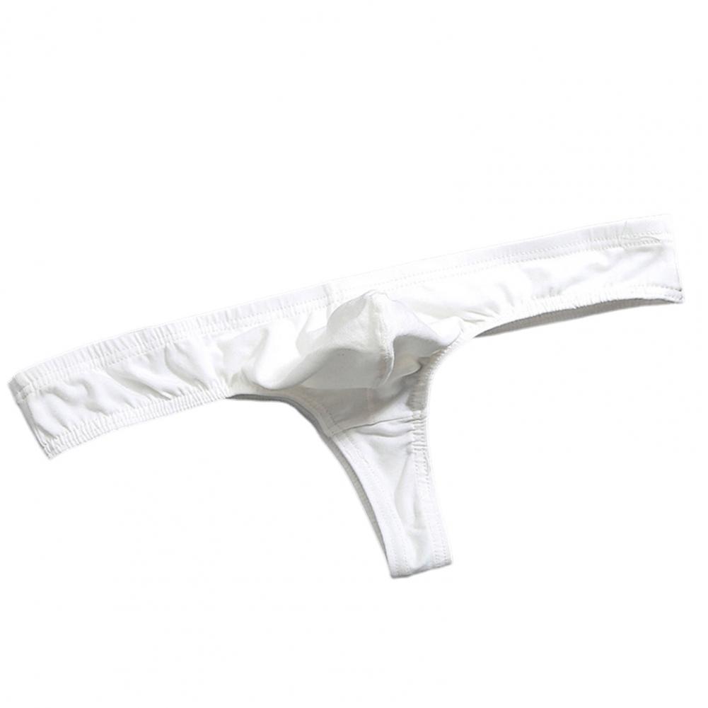 Men Sexy Thong Solid Color T-String Three-Point U Convex Bag Briefs Low-rise Elastic Breathable Panties