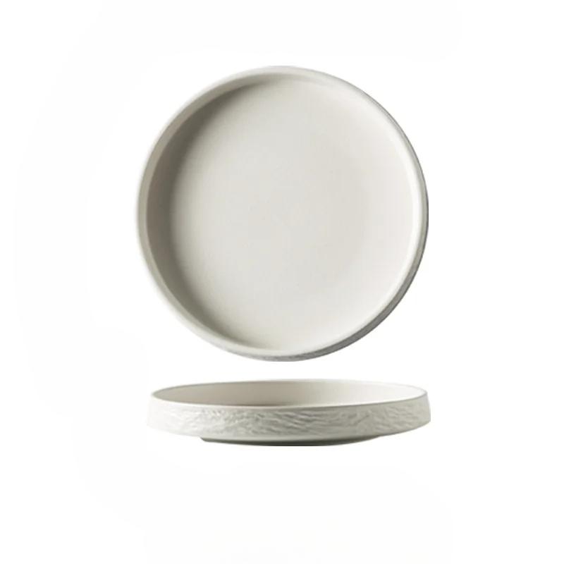 Pasta Dish Western Restaurant Dinner Plate El Stone Patterned Frosted Plate Vintage Rice Bowl Advanced Ceramic Dinner Plates