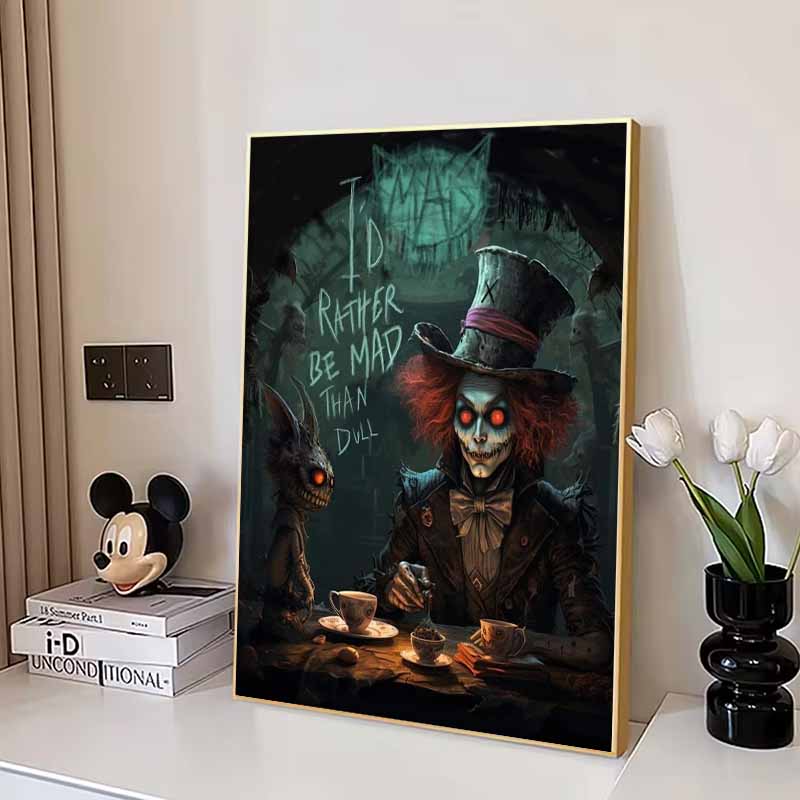 Disney Diamond Painting Dark Gothic Mad Hatter  Alice in Wonderland  Illustration Mosaic Craft Hobby DIY Gift Home Decoration Embroidery