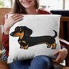 Dachshund Art Polyester Cushion  Love Sausage Dog Pillow Bedroom Sofa Living Room Decor Pillowcase,(2)