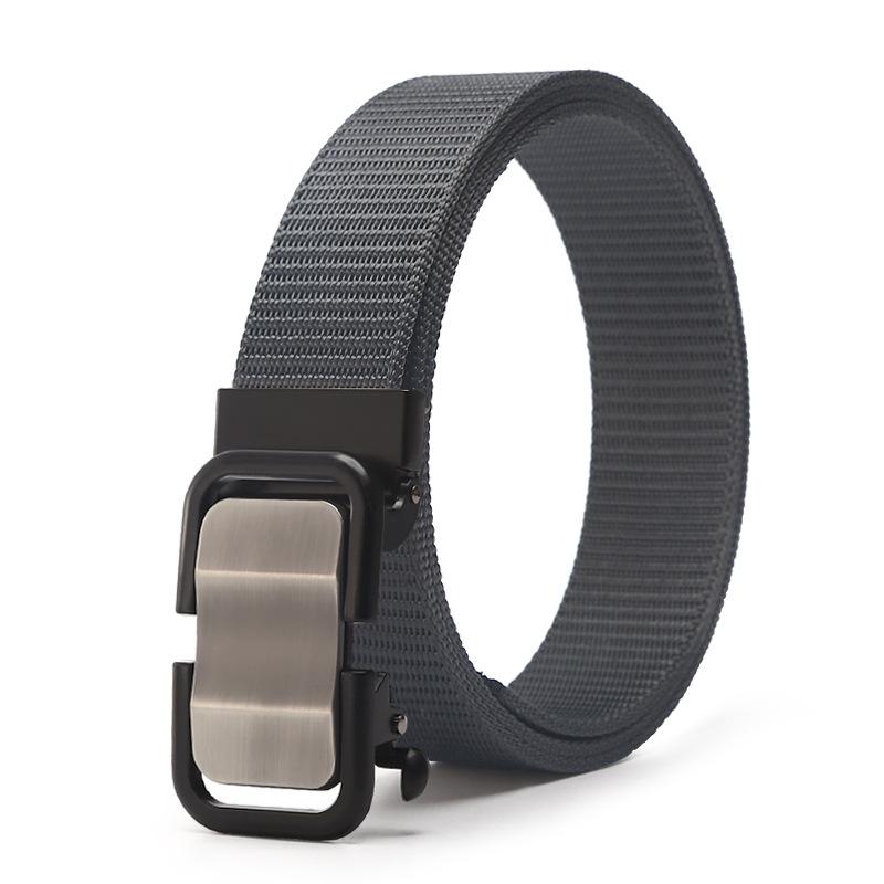 Belt Men'S Automatic Button Head Canvas Belt Medium Green Business Casual Simple Jeans Belt