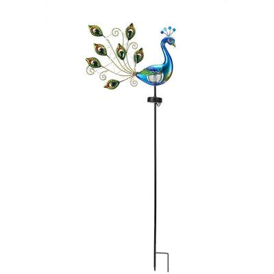 Solar Peacock Crackle Ball Garden Light