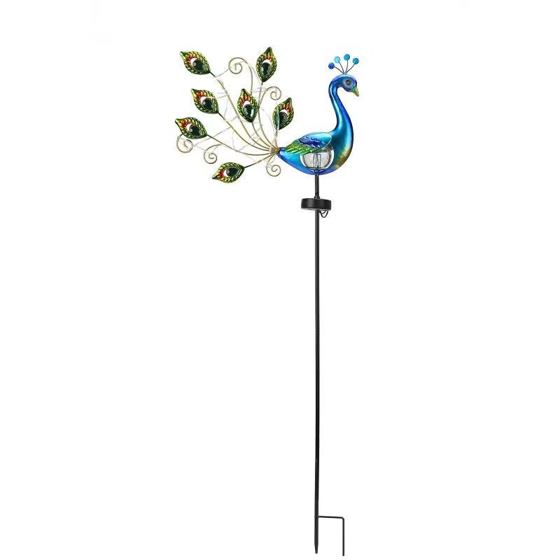 Outdoor Solar Peacock Crackle Ball Lawn Light