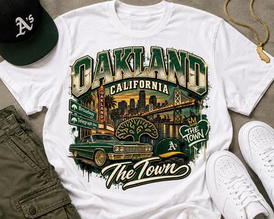 Oakland California T-Shirt | Vintage The Town Streetwear Graphic Tee