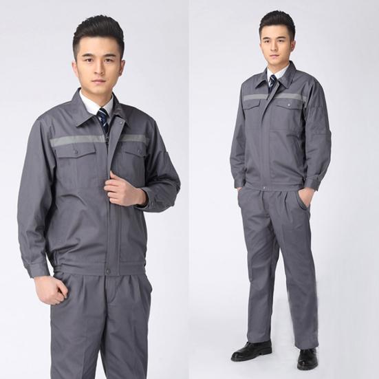 1 Set Men Coat Pants Reflective Solid Color Two Piece Set Autumn Welding Suit Auto Car Repairmen Workshop Mechanic Clothing