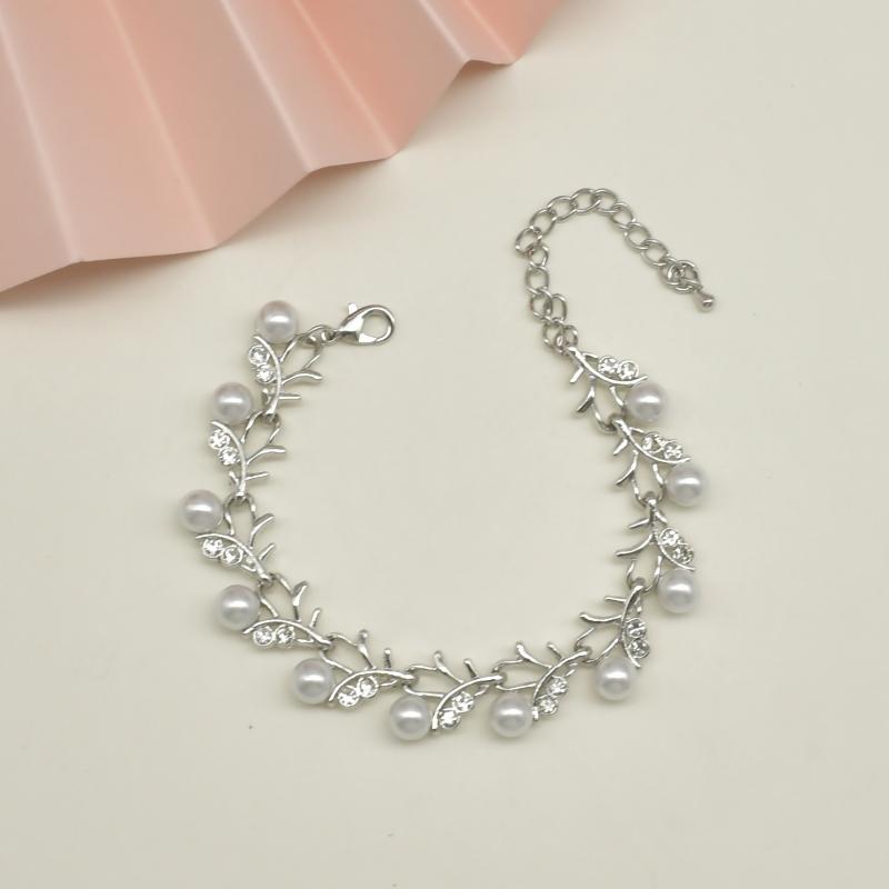 Elegant Faux Pearl Rhinestone Necklace Earrings Bracelet Bridal Jewelry Gift Jewelry Sets Women Wedding Dinner Dress Accessories