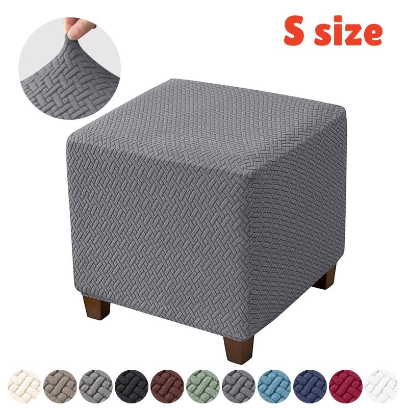 Jacquard Stretch Ottoman Cover S/M 2 Size Living Room Sofa Footrest Stool Slipcover Anti-scratch Pouf Covers Home Decoration