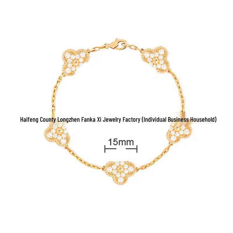 Bransoletka V Gold z Różowego Złota 18K z Koniczyną na Szczęście, Fioletowym Chalcedonem i Czerwonym Agatem dla Kobiet