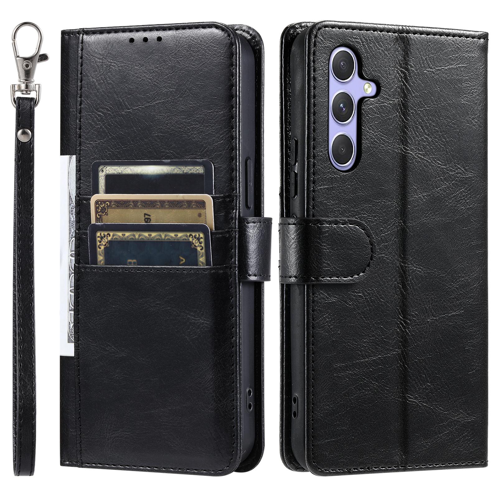 

013 Style For Samsung Galaxy A16 5G/A16 4G Case Anti-Fall PU Leather Phone Cover with 6 Card Slots Black