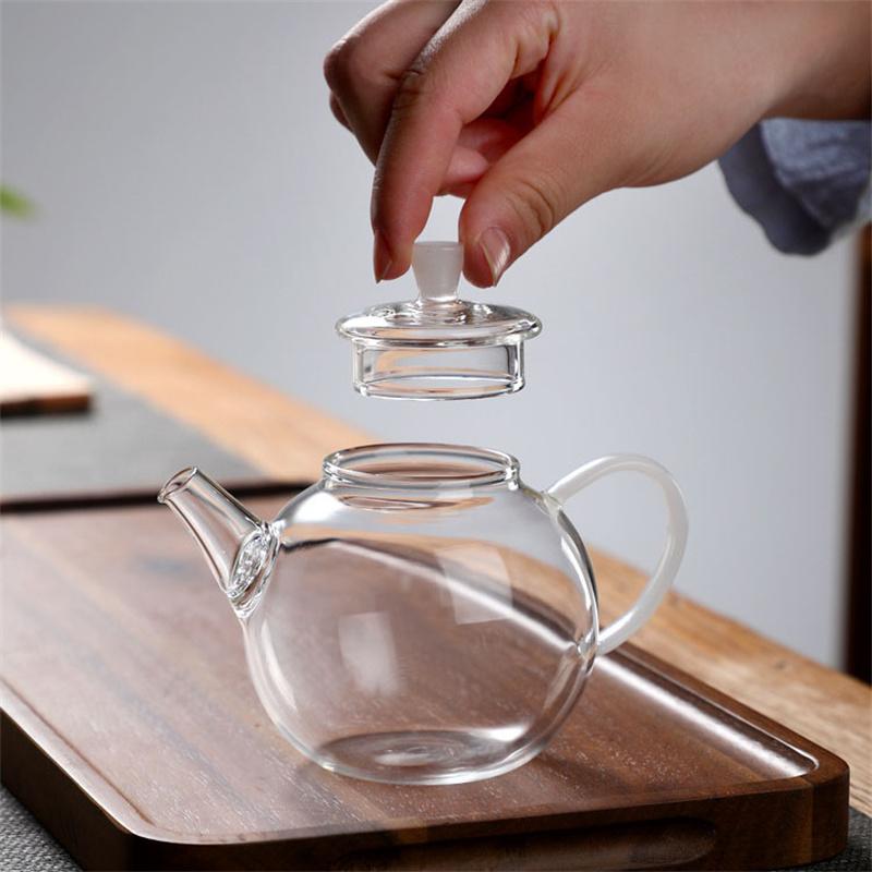 One Person Heat Resistant Glass Teapot 230ml Flower Puer Tea Maker Chinese Kung Fu Tea Pots With Filter Hole Teaware