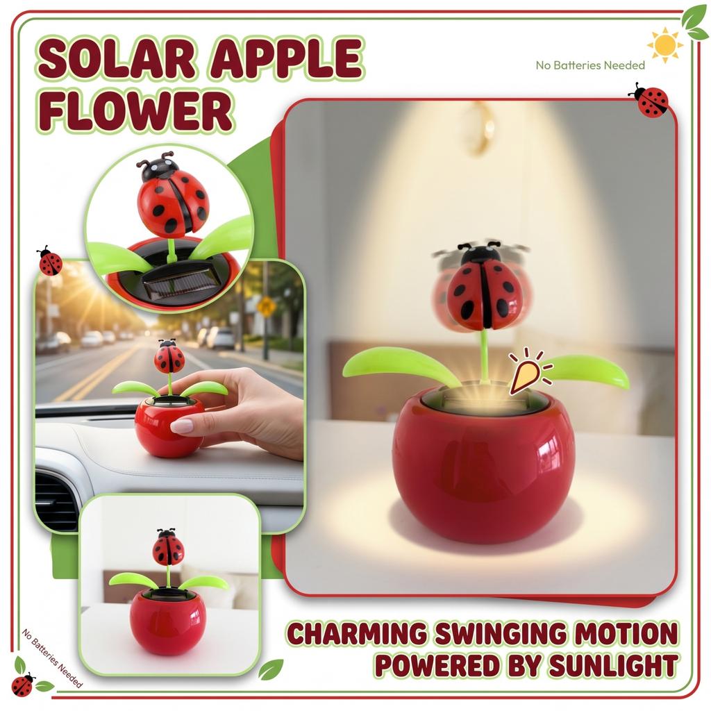 Decorațiune de birou Gândăcel alimentată solar cu frunze de floare balansate automat pentru bordul mașinii Ornament pentru birou Design unic