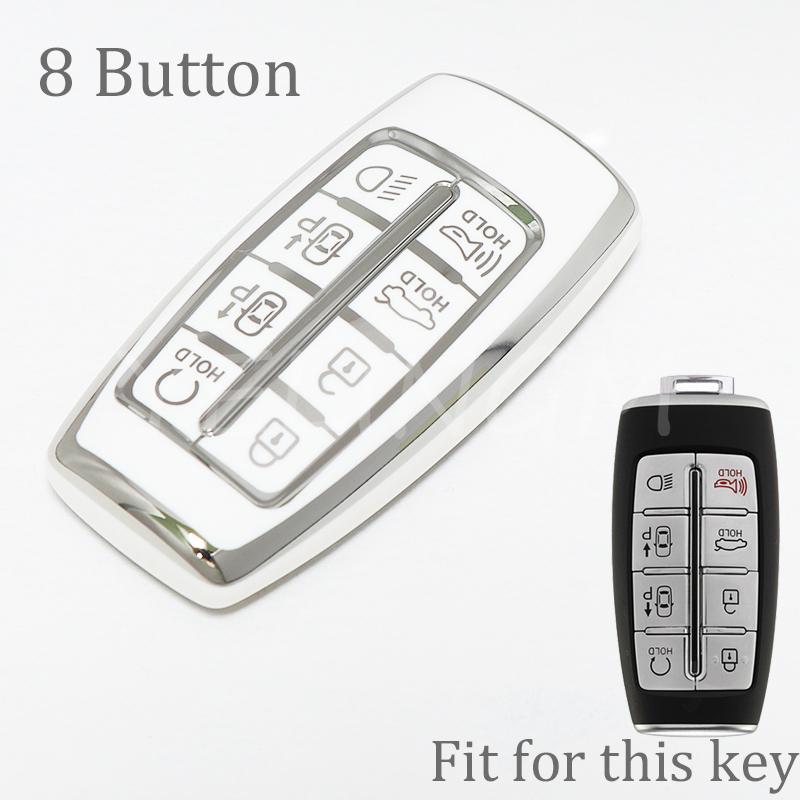 8 Buttons Tpu Car Key Cover Case For Hyundai Genesis G80 Gv70 Gv80     Remote Key Holder Auto Accessories