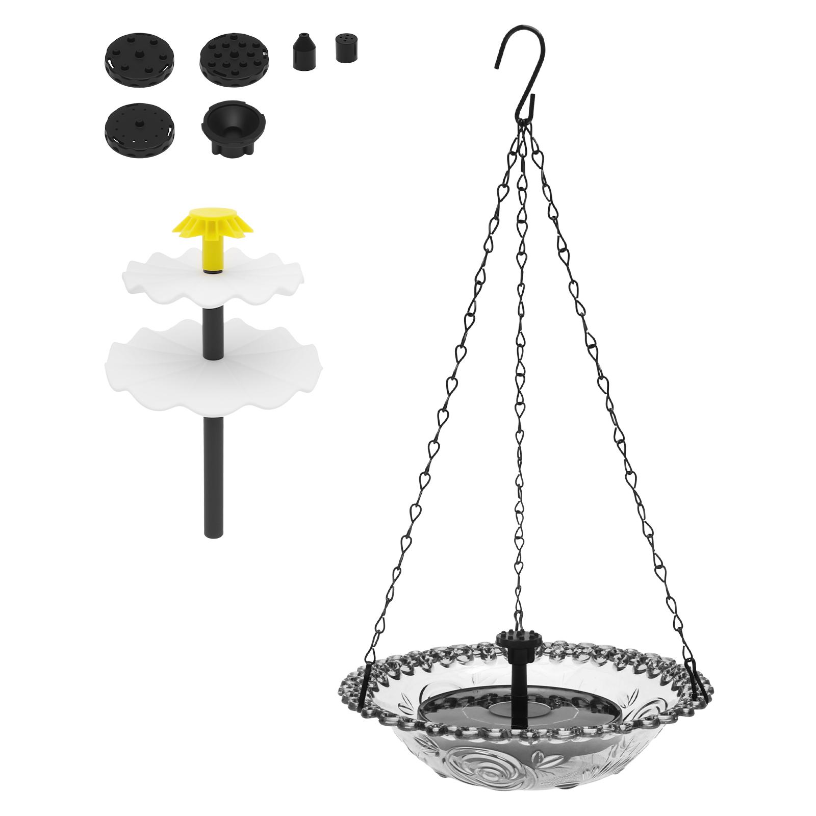 

Solar Bird Bath Fountain Cascade Outdoor Hanging for Bird Drinking and Feeder For Garden Yard Decor Hummingbird Feeder серый