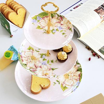 6+8+10inch, Fine Bone China Floral Cake Plate Stand, Beauty Party Buffet Serving Plate Set. Bbq Trays Decorative, Dessert Plate