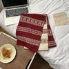 Women's Retro Red Knitted Christmas Scarf - Warm, Stylish & Versatile Winter Neck Warmer In Imitation Cashmere, Korean-Inspired Trend.