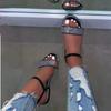 Large size sandals women's summer new European and American large size flat-bottomed open-toe one-word buckle rhinestone women