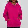 Ladies' Fashionable Solid Color Casual Hooded Pocket Long Sleeved Top