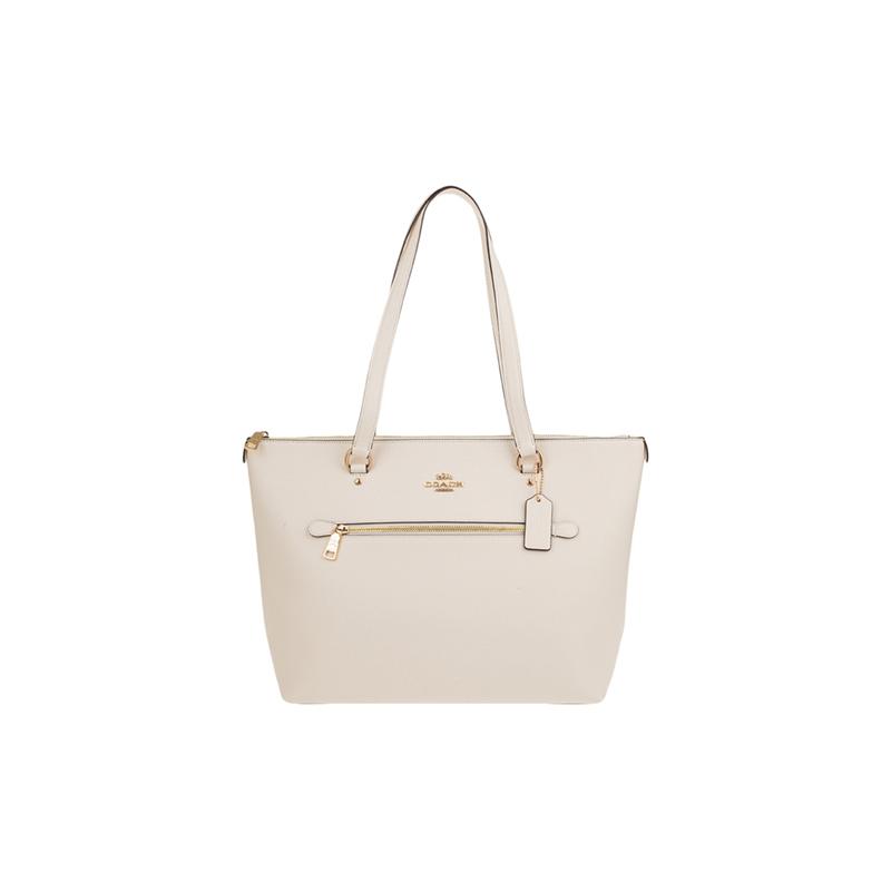 COACH Gallery 32 Solid Color Metal Logo Cross Grain Cow Leather Tote Bag Tote Bag Shopping Bag Hand Shoulder Bag Women’s White золотой