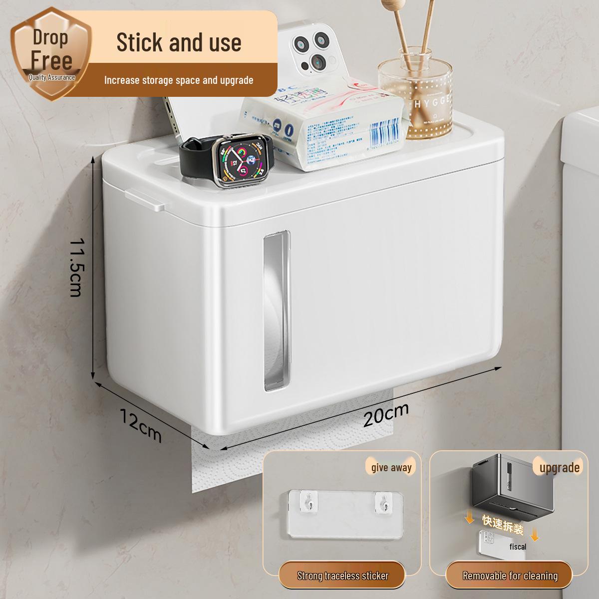 

Punch-Free Wall-Mounted Tissue Box & Bathroom Storage Rack