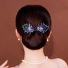 Hair Bun Pin, Blue Feather Decor Bun Maker Hairpin, Metal Construction Hair Accessory for Work Gym Dance Formal Events