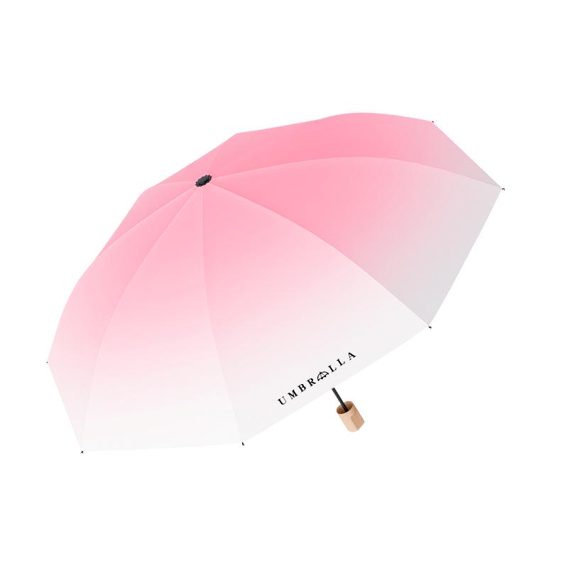Gradient 8-Rib UV Protection Folding Umbrella - Sun and Rain Ready