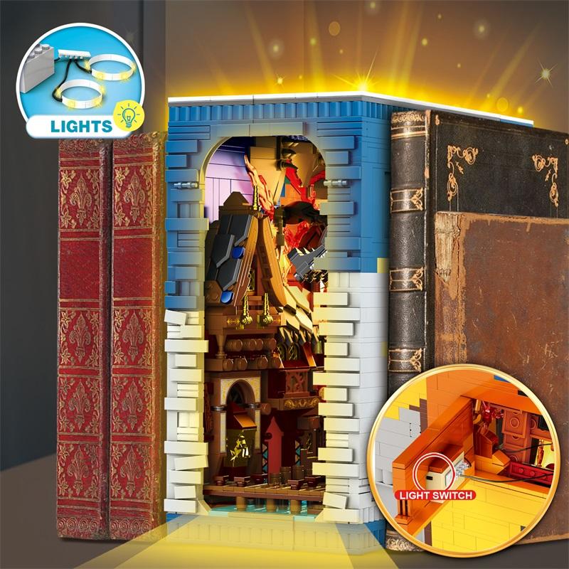 3398PCS Hobbit Themed Bookstore Building Blocks Assembly Toys Creative Desktop Decoration Bookends Model Bricks Kids Toys Gifts