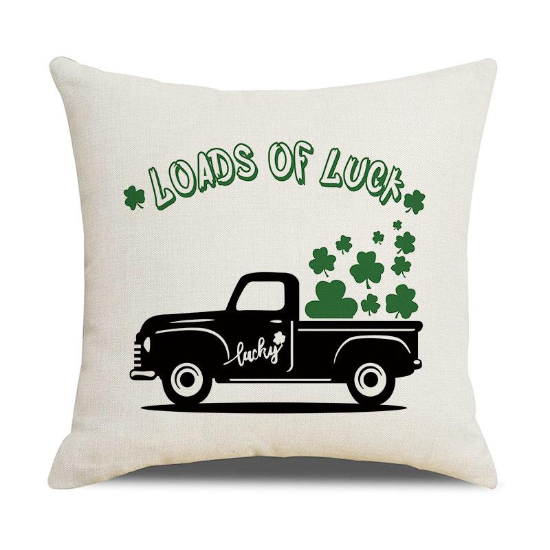 Green Letter St. Patrick's Day New Home Soft Decor Linen Pillow Cover Cushion Cover